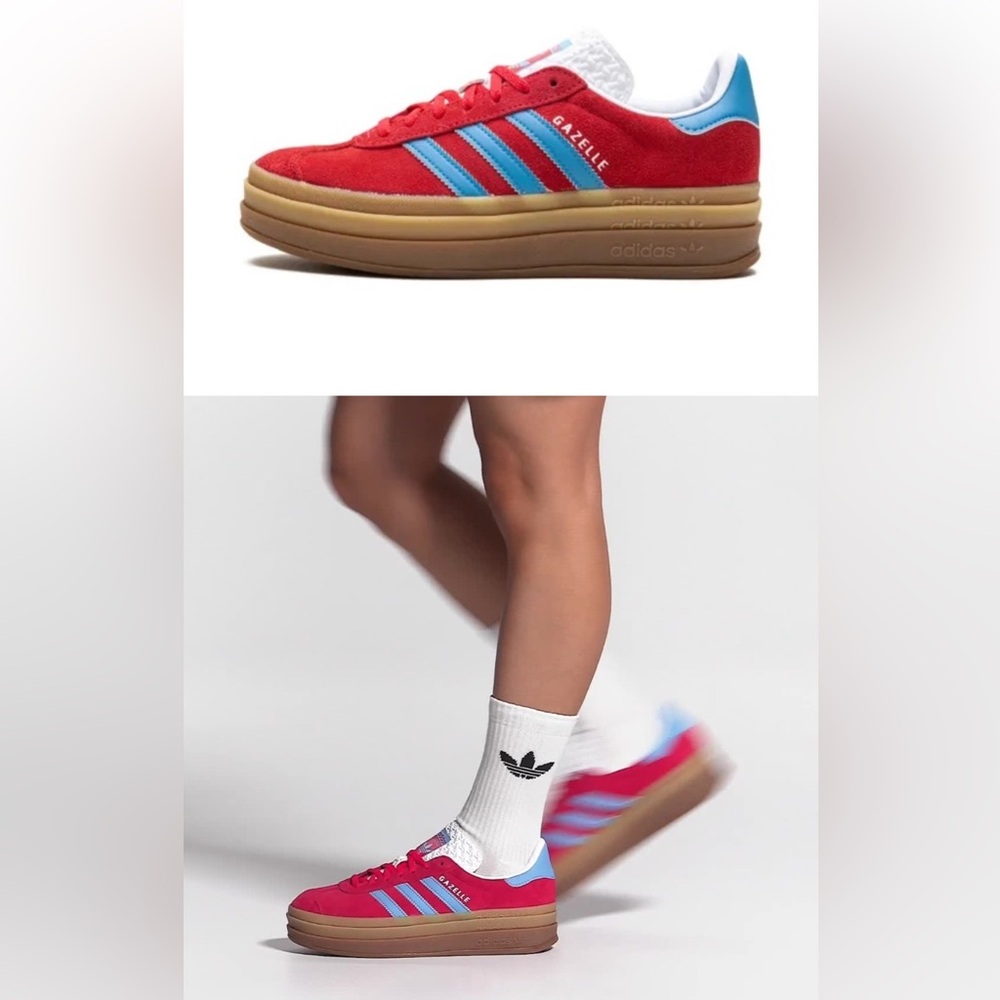 Adidas Gazelle Bold Active Pink/Blue/Cloud White Platform Sneakers Size 8